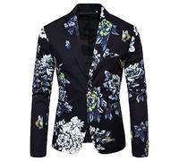 FSFA Blazer Homme Slim Fit élégants à Manche Longue Veste Impression DéContractée Veste De Costume d'affaires tempérament Un Bouton Revers Blazer