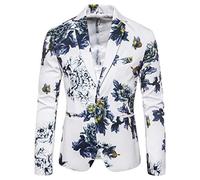 FSFA Blazer Homme Slim Fit élégants à Manche Longue Veste Impression DéContractée Veste De Costume d'affaires tempérament Un Bouton Revers Blazer