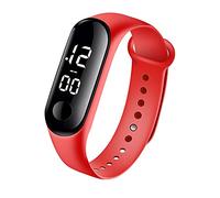 FSFA Mode Digital LED Homme Femme Smartwatch Sports Watch Bracelet Unisexe Silicone Bande Montres-Bracelets Montre électronique étudiante à écran Tactile (Rouge, One Size)