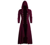 FSFA Veste Cape Gothique pour Hommes Long RéTro Steampunk Sweatshirt à Capuche Coupe Vent Manteau Chaude d'automne Et d'hiver Veste FêTe d'halloween Outwear