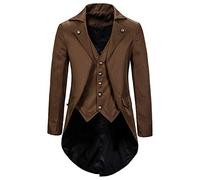 FSFA Veste Gothique Queue-de-Pie Steampunk médiéval pour Homme Slim Fit Bouton Costume de Smoking élégants Ourlet irrégulier Manteau Carnaval Costume Cosplay