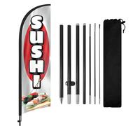 FSFLAG Drapeau à plumes avec mât de drapeau et piquet de sol, 2,7 m, bannière de sushi sans vent, pour publicité extérieure