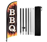 FSFLAG Drapeau à plumes pour barbecue avec mât de drapeau et piquet de sol, 2,7 m, drapeau de barbecue sans vent, bannière pour entreprise pour la publicité extérieure