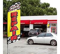 FSFLAG Drapeau d'affaires de réparation automobile, 2,4 m, drapeau de réparation automobile publicitaire, bannière de réparation (drapeau uniquement)