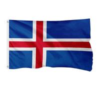 FSFLAG Drapeau national de l'Islande fabriqué à la main en polyester renforcé 400D avec 2 œillets en laiton, résistant à la décoloration et robuste, pour une utilisation en extérieur, 1,5 x 2,4 m