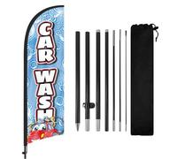 FSFLAG Drapeau plume de lavage de voiture, noir, triangulaire, polyester, montage sur poteau, publicité commerciale, cadre professionnel