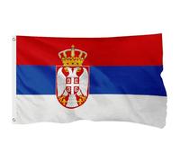 FSFLAG Drapeau serbe pour extérieur, 0,9 x 1,5 m, fabriqué en polyester renforcé 400D avec 2 œillets en laiton, résistant à la décoloration et robuste pour une utilisation en extérieur, purement