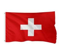FSFLAG Drapeau suisse pour l'extérieur - Drapeau national de la Suisse en polyester renforcé 400D avec 2 œillets en laiton, résistant à la décoloration et robuste pour une utilisation en extérieur