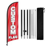 FSFLAG Kit de drapeau en plumes personnalisé avec piquet de terre, panneau personnalisé de 2,5 m sans vent pour publicité en plein air