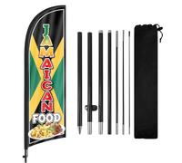 FSFLAG Kit de mât de drapeau jamaïcain à plumes avec piquet de terre - Bannière publicitaire pour restaurant des Caraïbes, camion de restauration et festival