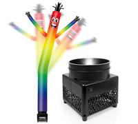 FSFLAG Poupée arc-en-ciel gonflable de 1,8 m avec souffleur résistant aux intempéries (14 cm de diamètre) et lumières LED intégrées - Guy dansant farfelu pour la promotion de la publicité commerciale