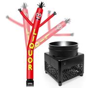 FSFLAG Poupée gonflable rouge liqueur de 1,8 m avec souffleur résistant aux intempéries (14 cm de diamètre) et lumières LED intégrées - Guy dansant farfelu pour la promotion de la publicité