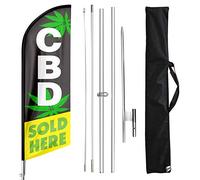 FSFLAG Swooper Flag and Pole Kit - Drapeaux ouverts pour les entreprises - Drapeau en plumes pour CBD Vente ici - Panneaux publicitaires en plumes avec kit de mât et piquet de sol