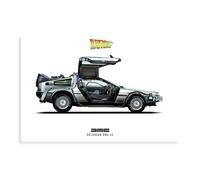 fsgfod Poster sur toile Retour vers le futur DeLorean DMC-12 - Décoration pour chambre à coucher, bureau, chambre, cadeau - 40 x 60 cm