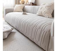 FSHFjje Housse de canapé d'hôtel Blanche - Housse Extensible Extra Longue de 235 à 300 cm, Couverture complète - Lavable en Machine, décoration bohème,Gris,1 Seater