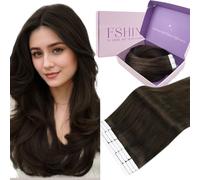 Fshine Bande Adhesif Extension Châtain Foncé 20pcs 50g 35cm Extension Cheveux Naturel Adhesive Extension Adhesif Cheveux Humains Lisse Raides Hair Extensions Tape Couleur 2