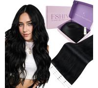Fshine Bande Adhesive Extension 50g 20pcs 50cm Noir Jais Invisibles Remy Human Hair Tape-Ins Extension Cheveux Naturel Adhesif Seamless Lisse Raides Couleur 1