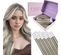 Fshine Bande Adhesive Extension Brun Cendré Platine Piano 50Cm 50G 20Pcs Straight Remy Extension Cheveux Naturel Adhesif Invisible Tape In Real Human Hair Fête Mariées Pour Femmes Couleur 19Ap60