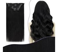 Fshine Extension a Clip Cheveux Humains 135 g 7 Pièces Noir Naturel 45 cm Extension Cheveux Naturel Clip Double Trame Rajout Lisse Raides Invisibles Plus Volume Longueur Pour Femmes Couleur 1B