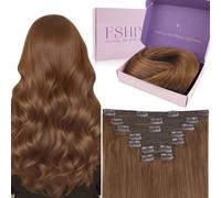 Fshine Extension a Clip Cheveux Naturel 55Cm 120G 7Pcs Cuivre Rouge Lisse Rajout Clip Extension Cheveux Naturel Raides Humains Evenements Mode Look Naturel Pour Influenceuses Couleur 330