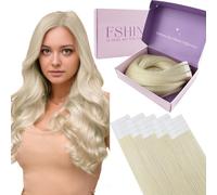 Fshine Extension Cheveux Naturel Adhesive 50cm 50g 20pcs Blond Blanc Humain Cheveux Extension Blond Platine Tape in Seamless Real Human Hair Invisible Couleur 1000