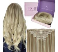 fshine Extension De Cheveux Naturel a Clip 120g 50CM Color 18 Fading to 22 Highlight with 60 Blonde Clips Nordic Balayage 7 Pcs Remy in Hair Extensions