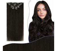Fshine Extension de Cheveux Naturel Clip 135 g 7 Pièces 45 cm Châtain Foncé Clip Extension Cheveux Naturel Real Human Hair Seamless Pour Femmes Facile a Porter Mariages Fêtes Couleur 2