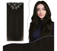 Fshine Extension de Cheveux Naturel Clip 135 g 7 Pièces 45 cm Châtain Foncé Clip Extension Cheveux Naturel Real Human Hair Seamless Pour Femmes Facile à Porter Mariages Fêtes, Couleur 2