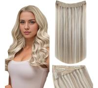 Fshine Extension Humain Cheveux Fil 127g 50cm Blond Cendré Mèches Blond Bleach Extension Cheveux Naturel Fil Invisible Double Trame Rajout Cheveux Extensions de Cheveux Remy Lisse Couleur 18P613