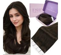 Fshine Extensions Adhésive Cheveux Naturels Châtain Foncé 65 cm 50 g 20 pcs Extensions Cheveux Naturels Adhésif Lisse Raides Tape-Ins Remy Hair Occasions Spéciales pour Influenceuses Beauté Couleur 2