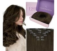 Fshine Extensions Cheveux Naturel Clip Châtain Moyen 55 cm 7 Pièces 120 g Extensions a Clips Cheveux Naturel Lisse Rajout Raides Invisibles Evenements Mode Pour Influenceuses Femmes Couleur 4