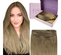 Fshine Extensions Génie Tissage Cheveux Humain Rajout Remy Hair Brun Doré Passant À Brun Génie Tissage Cheveux Naturels 45Cm 50G Génie Lisse Raides Couleur 10 14