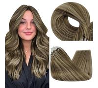 Fshine Micro Link Extensions Human Hair Moyen Highlight Honey Blonde Extensions Micro Ring Naturel Lisse 40cm 50g Micro loop Hair Extensions Cheveux Micro Ring Extensions Loops Cheveux Humains