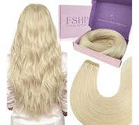 Fshine Tissage Extension Cheveux Naturels Humains Blonde Platine 100 g 55 cm Extension Cheveux Longs et Raides Lisse Naturel Brésilienne Tissage Remy Human Hair Couleur 60 Pour Influenceuses