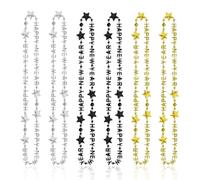 fshxj Lot de 6 colliers avec lettres « Happy New Year 2026 » - Bijoux du Nouvel An - Accessoires de fête pour le Nouvel An - Or/argenté/noir