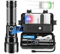 Fsiviim Lampe torche tactique LED haute puissance, rechargeable, 50 0 000 lm, avec zoom, 5 modes, étanche, lampe de poche de chasse et camping