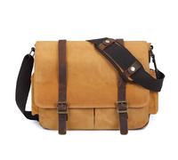 FSJMTQTS Sac pour Appareil Photo Sac d'ordinateur à bandoulière for Hommes, Sac en Toile étanche, Sac rétro for Appareil Photo SLR pour Les Voyages(Khaki)