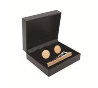 FSJMTQTS Set de Boutons de Manchette Ensemble de Boutons de Manchette Ronds en Bois et Pinces à Cravate personnalisées