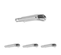 FSKTW118 Cutter métallique professionnel extra résistant fabriqué en aluminium, lame en acier inoxydable de 18 mm, système de verrouillage et lames interchangeables (Lot de 4)