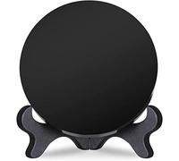 FSLEOVN Miroir en obsidienne noire avec support, obsidienne noire naturelle pour la décoration de la maison, Feng Shui, divination, yoga méditation (120 mm)