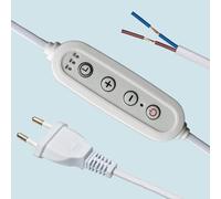 FSLiving Câble textile à 2 fils, câble de lampe de 1,8 m de long, avec variateur, minuterie et prise. Excellent pour ventilateur, lampe, lampe de nuit, blanc