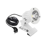 FSLiving Lampe LED à pince - 12 W - Avec cordon de 3 m - Spot LED d'extérieur avec pince - Étanche IP65 - Blanc froid - Pour arrière-cour, garage, couloir, piscine - Blanc (A2-TD0728)