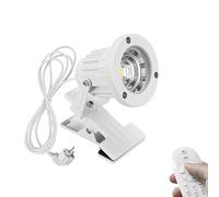 FSLiving Lampe LED à pince, 7 W, avec cordon de 3 m et télécommande, à intensité variable, avec pince, étanche IP65, pour arrière-cour, garage, couloir, piscine, blanc (A2-TD0728)