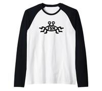 FSM T-Shirt avec Logo Athéisme Flying Spaghetti Monster Noir Manche Raglan