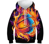 FSMHDG Hoodie Enfant Basket-Ball en 3D pour L'Aventure - Sweatshirt Confortable pour Enfants, Idéal pour Garçon/Fille, Style Et Fonctionnalité