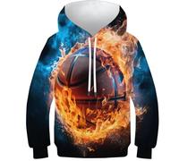 FSMHDG Hoodie Enfant Basket-Ball - Sweat À Capuche 3D Élégant, Pull Confortable pour Enfants, Idéal pour Garçons Et Filles
