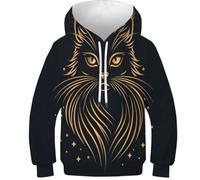FSMHDG Hoodie Enfant Cute Chat - Sweat À Capuche 3D Élégant, Pull Confortable pour Enfants, Idéal pour Garçons Et Filles