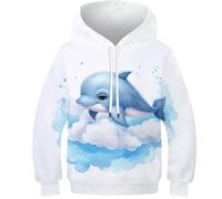 FSMHDG Pull À Capuche 3D pour Enfants Baleine - Sweat À Capuche Enfant Polyvalent, Confortable Et Stylé pour Garçons Et Filles