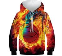 FSMHDG Pull À Capuche 3D pour Enfants Basket-Ball - Sweat À Capuche Garçon/Fille Branché, Hoodie Enfant pour Un Look Tendance Et Confortable