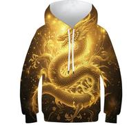 FSMHDG Pull À Capuche 3D pour Enfants Dragon Chinois - Sweat À Capuche Enfant pour Loisirs Et École, Hoodie Garçon/Fille Au Design Attractif